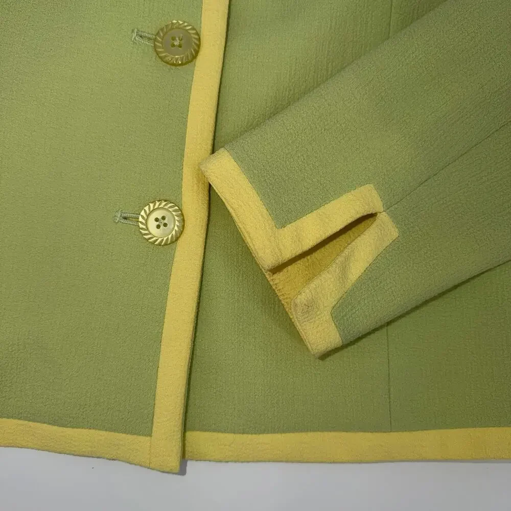 Vintage Bob Mackie Studio Lime Green PantSuit Retro Y2K Career Suit Size 14 (10)